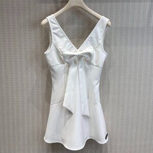 Miu Miu 2026 New V-neck Bow Vest Dress